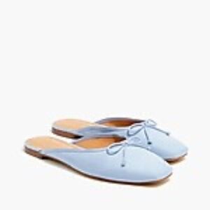 J.Crew Factory Women's French Blue Suede Square Toe Slip-on Mule Ballet Flat New
